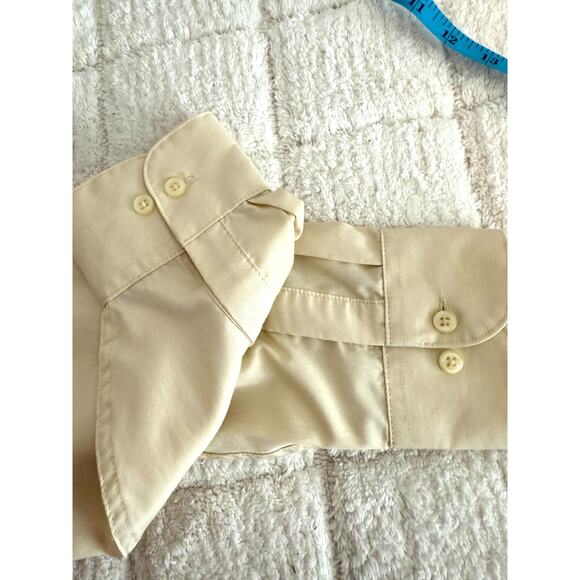 Arrow Men's Fitted Cream Button Down Long Sleeve Dress Shirt Size Medium Career - Picture 15 of 15